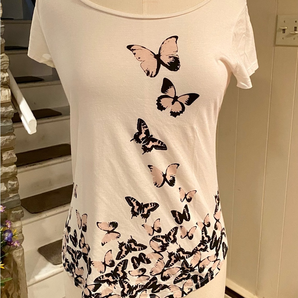 Ann Taylor Loft Butterfly Print Top